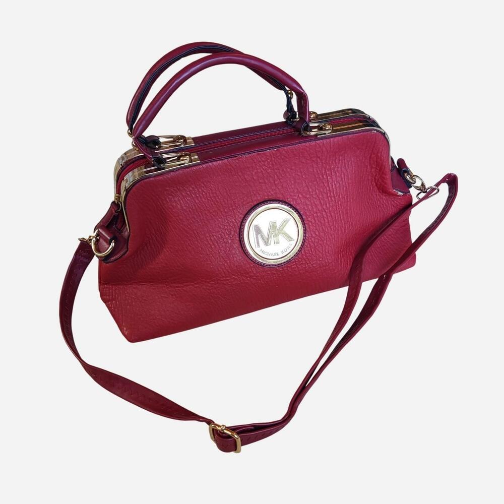 Michael Kors Faux Leather Satchel Bag with Top Handles & Crossbody Strap